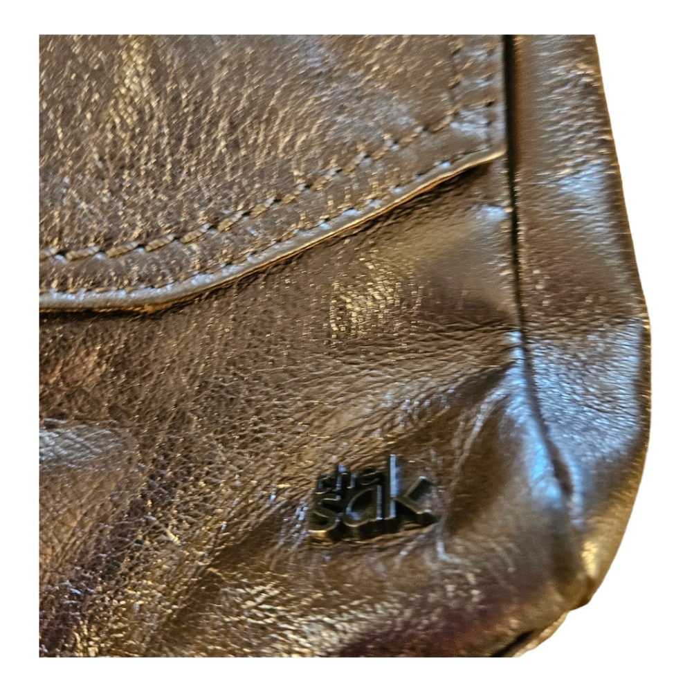 The Sak Golden Leather Shoulder Crossbody Bag with Heavy Metal Accents - Picture 3 of 9